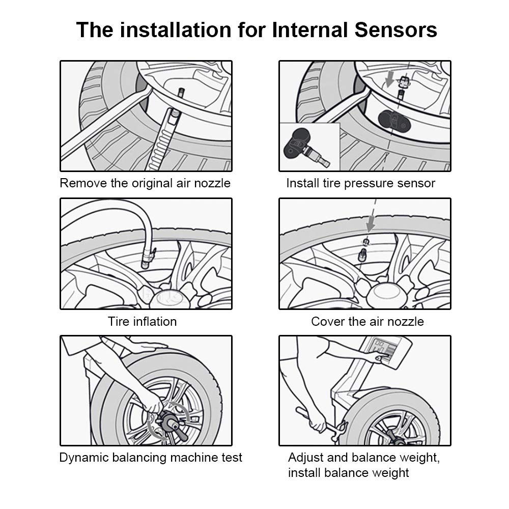 Tpms Sistema di monitoraggio della Pressione dei Pneumatici for Auto con Allarme di Temperatura a energia Solare con 4 sensori Interni/Esterni Pressione Pneumatici(External Sensor)