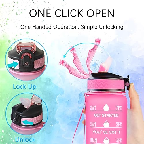 Miniatura 5 de Sea Turtle - Botella de agua con pajilla, a prueba de fugas, correa de transporte, sin BPA, botella de agua deportiva motivacional de 32 onzas