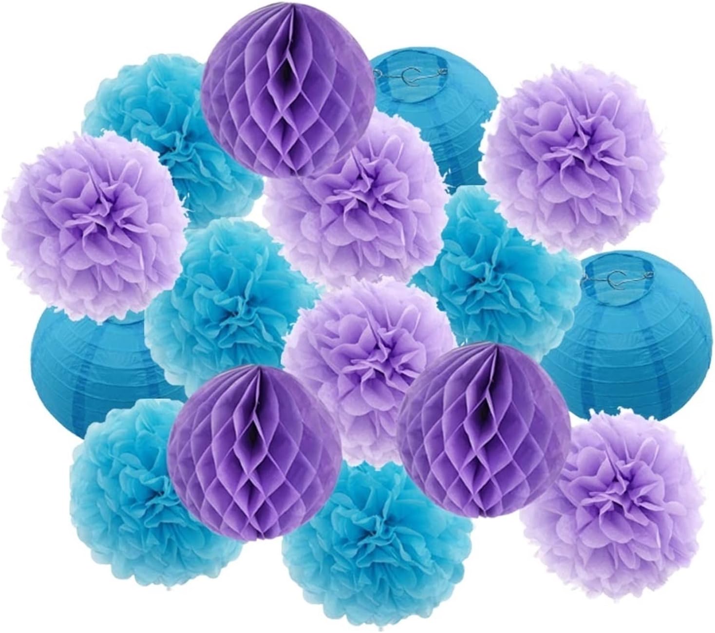 Paper Lanterns 16pcs/Set Comunion Party Favor Round Paper Lantern White Baptism DIY Tissue Pompom Wedding Valentine Decor for Weddings Patios Decor