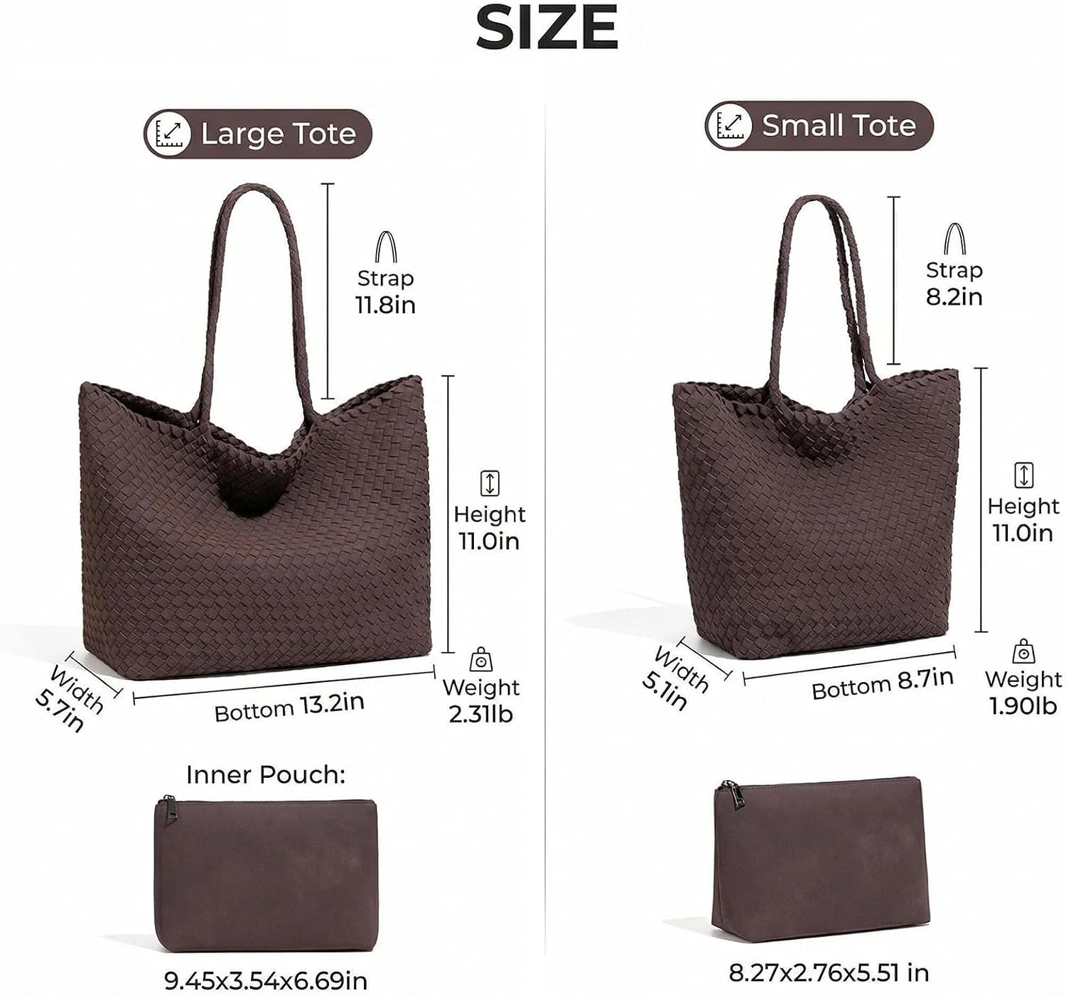 Woven Suede Shoulder Bag Tote Set for Women, Handwoven Suede Tote with Matching Pouch, Casual Soft Woven Handbag
