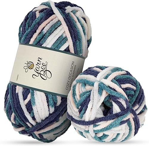 Hilo Yarn Bee súper voluminoso para crochet y tejer – Rollo suave – 92,4 metros de hilo 100% poliéster para crochet, mantas, sombreros y más –