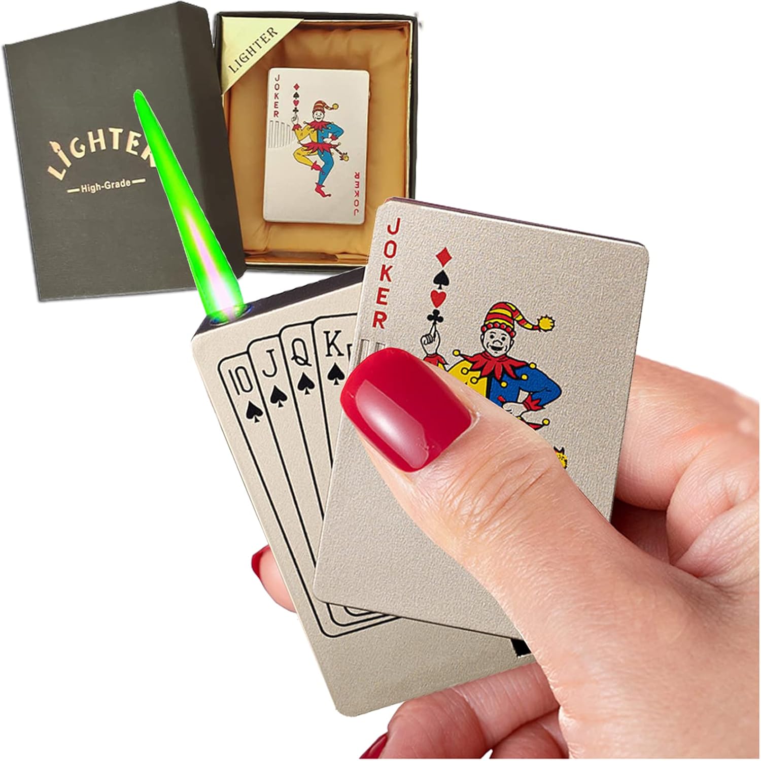 Amazon.de Karten Feuerzeug Card Lighters with Green Flame, Metal