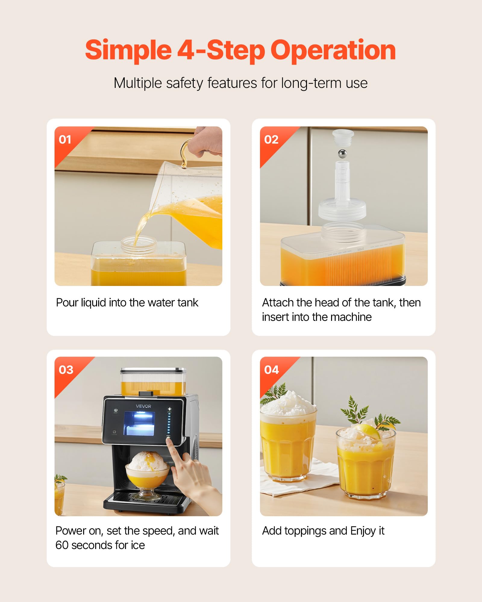 VEVOR Snowflake Ice Machine, 44lbs/24h Snowflake Ice Maker, Ice-Shaver Machine With Stainless Steel Blade, Electric Snow Cone Maker With 0.2 Gal Tank, 60s Fast Pre-Cooling, For Home & Small Gatherings on Fridge.com - View 5
