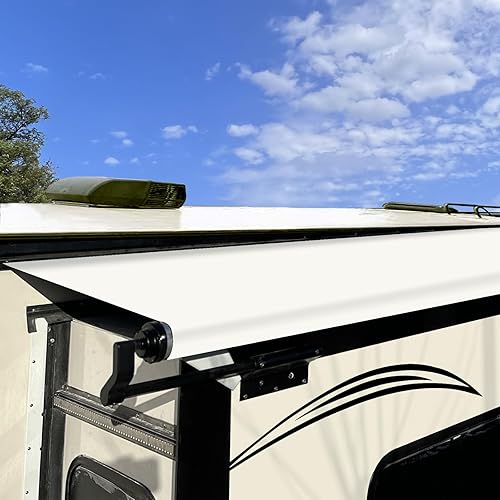 RV Slide Out Awning Fabric Replacement RV Slide Topper Universal Slide Topper Awning Fabric Replacement for 5th Wheel RVs, Travel Trailers and Motorhomes (49" x 170", White Fabric Only)
