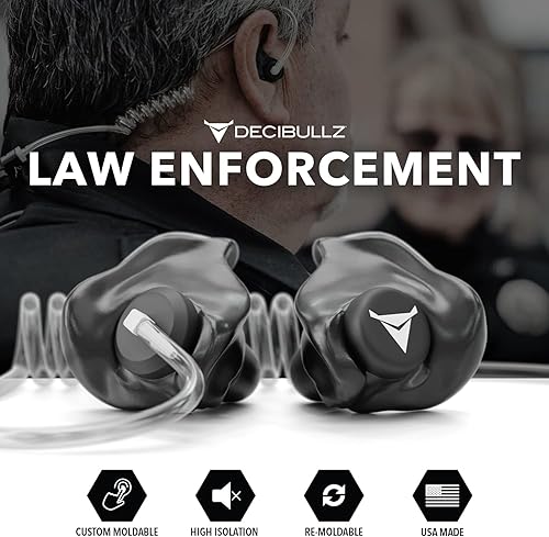 Miniatura 6 de Decibullz Juego de Auriculares de Radio de Seguridad Moldeados a Medida, Termoajustables Diseñados para Radios de Tubo Acústico Claras, Aislamiento