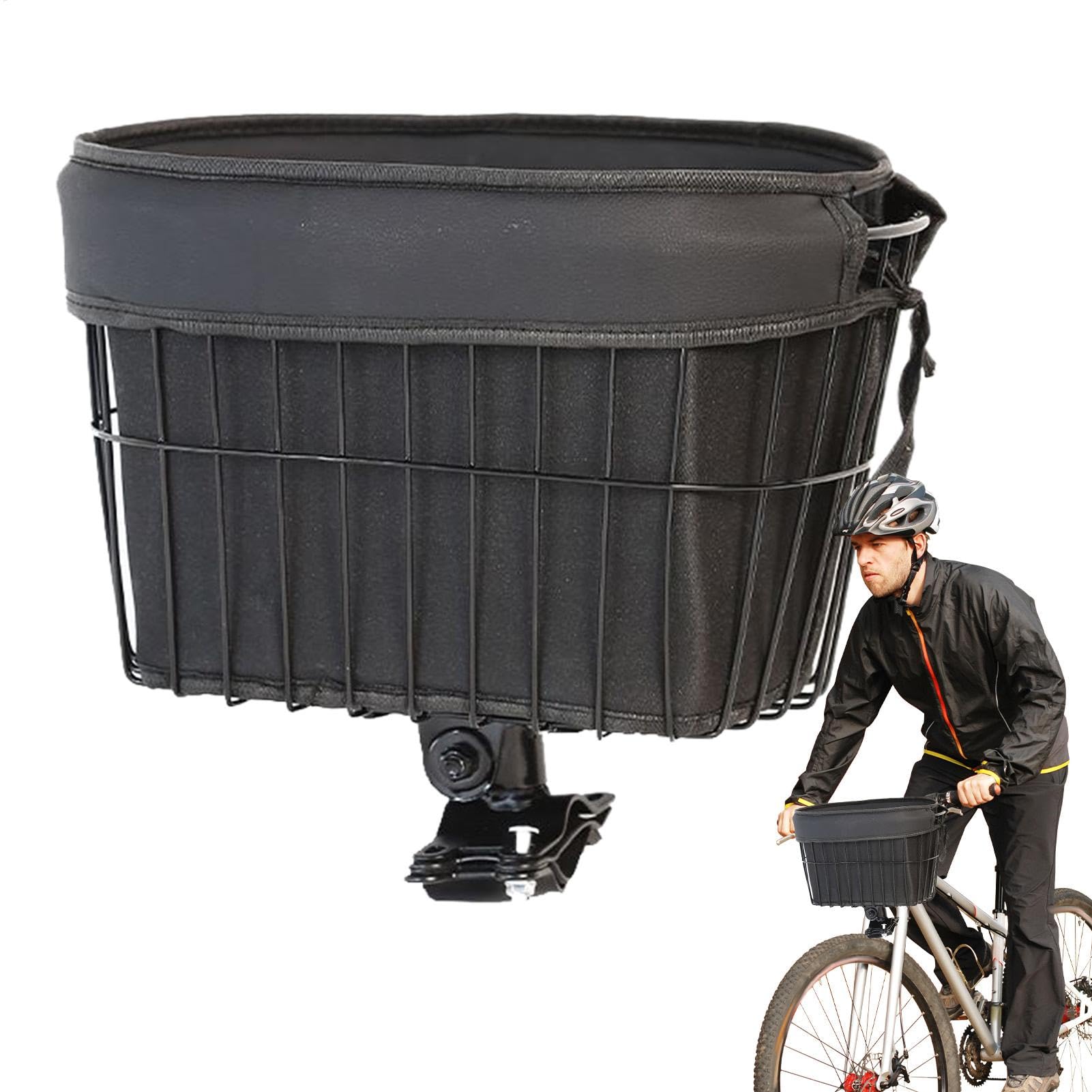 Dog Bikes Basket, Pet Front Bicycles Carrier, Soft Metal Frame with PU Liner, Lightweight Strong Comfortable Secure Puppy Carrier for Cycling, 7.5kg, Black