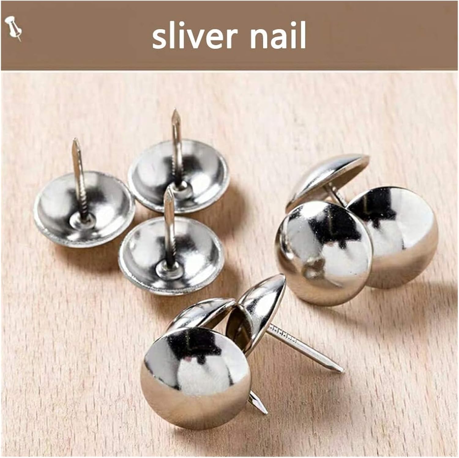 Decorative Furniture Nails Upholstery Tacks10-200 Pieces Upholstery Tacks - Furniture Nails Pins Pins Thumb Tacks, 30 x 30mm/Silver/20PCS
