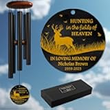 Personalized Hunting Memorial Wind Chime – “Hunting in The Fields of Heaven” Deer Silhouette Art – Custom Name & Years – Outdoor Sympathy Gift for Hunters, Dad, or Grandpa – Remembrance Garden Décor