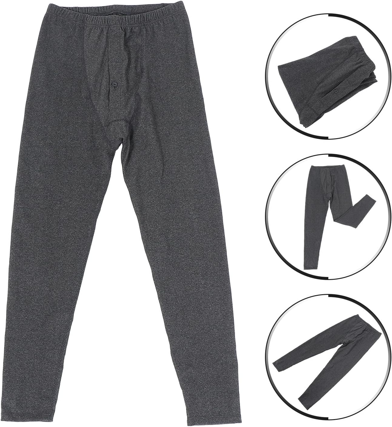 Men's Thermal Leggings Ultra-Warm Traceless Base Layer Pants for Autumn and Winter, Tight Fit Chemical Fiber Polyester Chinlon Thermal Wear for Cold Weather Black