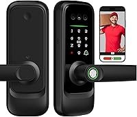 Vista 1 de Cerradura de puerta inteligente de reconocimiento facial 3D con cámara HD, timbre de video e intercomunicador, entrada sin llave con vena de palma