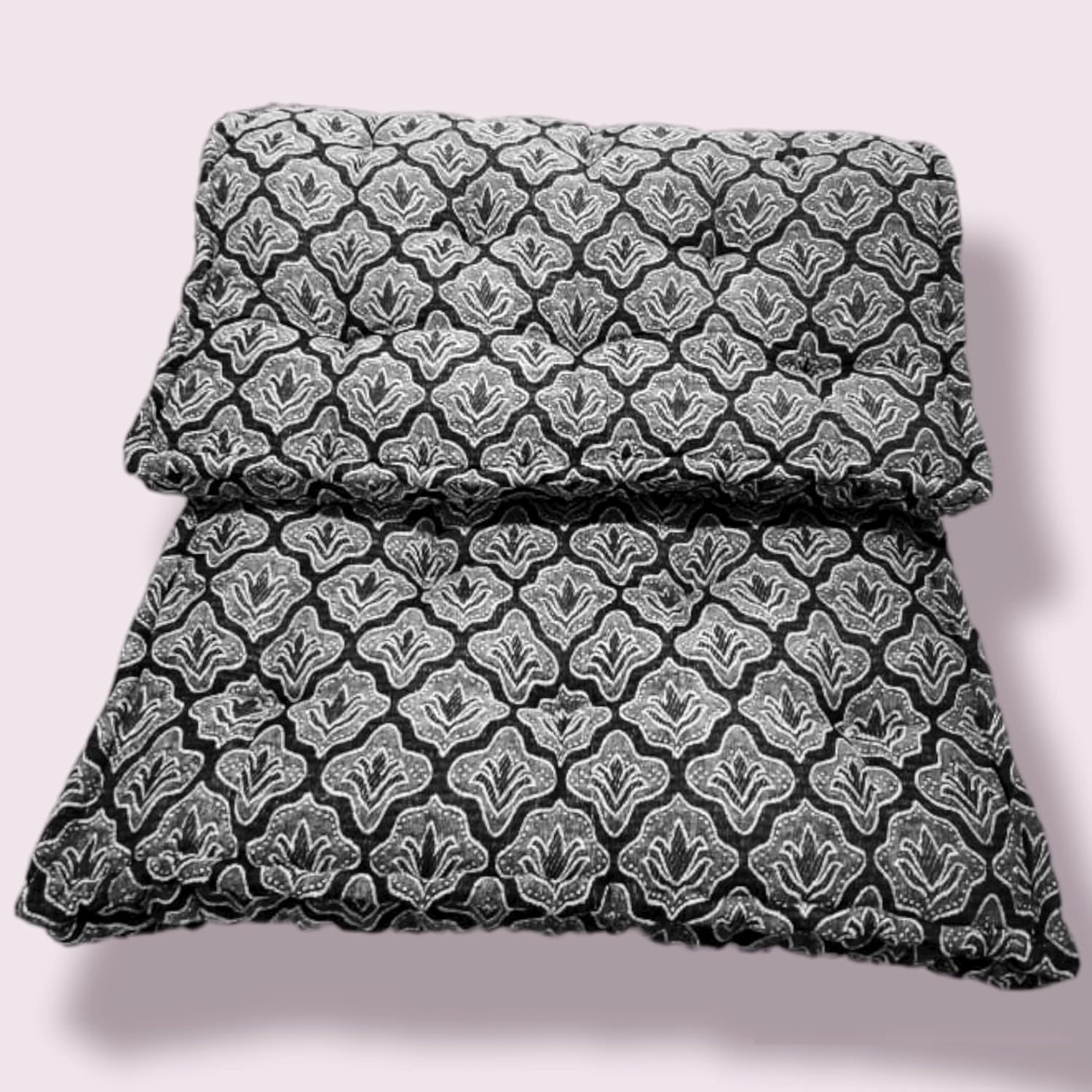 ATOOTFUSION Cotton Filled Quilt Mattress | Soft & Reversible, Foldable, Lightweight Firm Double Bed Mattress | Cotton Mattress Tufted Soft Rui Gadda for Bedroom, Living Room (4x6 Feet, Black)