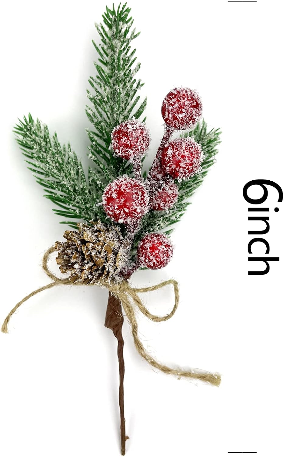 Red Berry Stems Floral Pine Branches Christmas Artificial Pine Cones Branch Evergreen Christmas Berries Décor 10PCS Holiday Floral Picks Holly Stem for Xmas Wreath DIY Garland Crafts Decoration