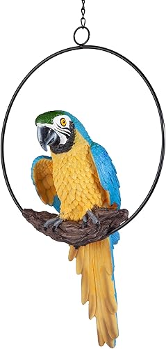 Miniatura 6 de Design Toscano. Estatua del perico Polly en el paraíso, tamaño grande, Resina/Plástico, Amarillo, M
