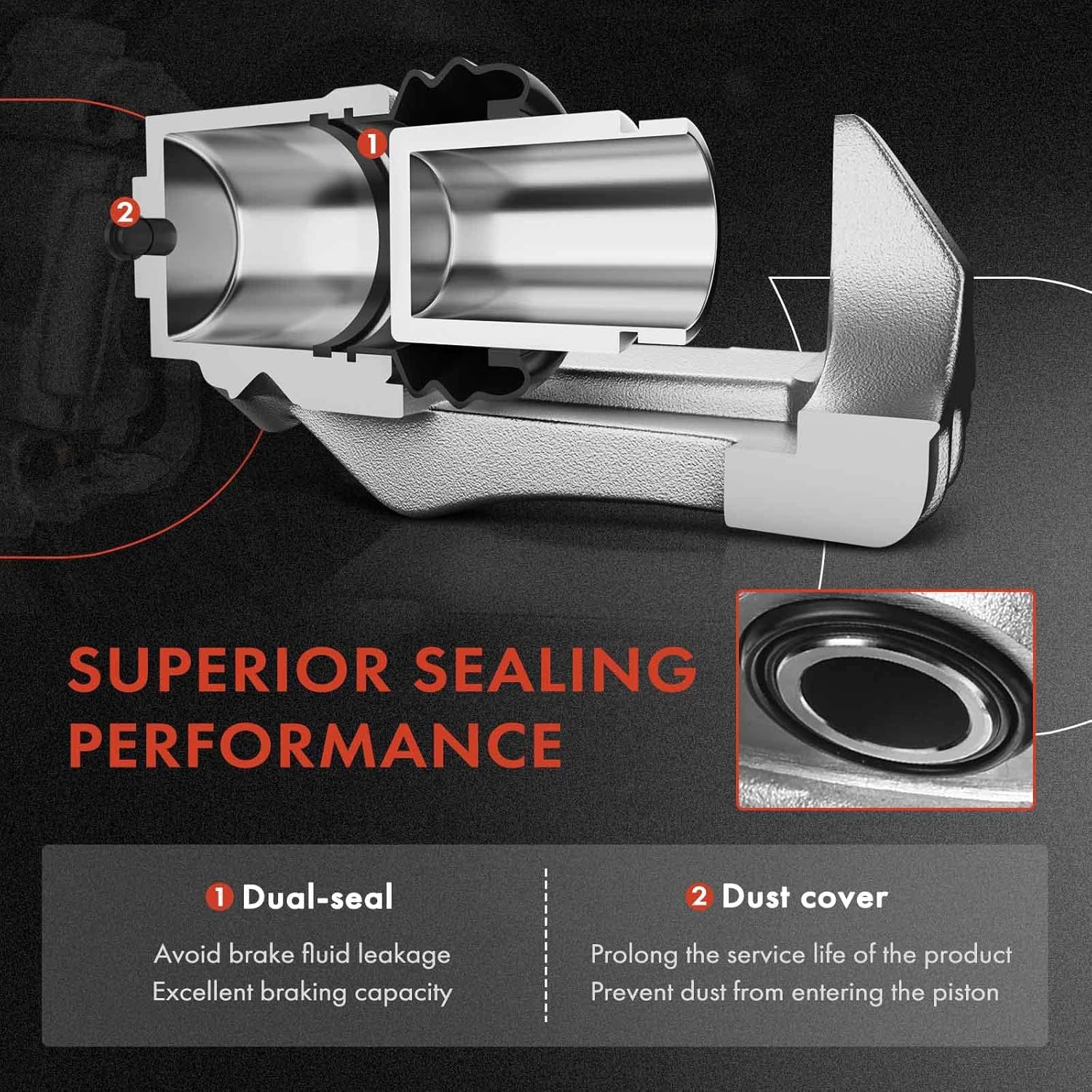 A-Premium Disc Brake Caliper Assembly with Bracket Compatible with Select Lexus Models - IS250 2006 2007 2008 2009 2010 2011 2012 2013, V6 2.5L - Rear Driver and Passenger Side, 2-PC Set