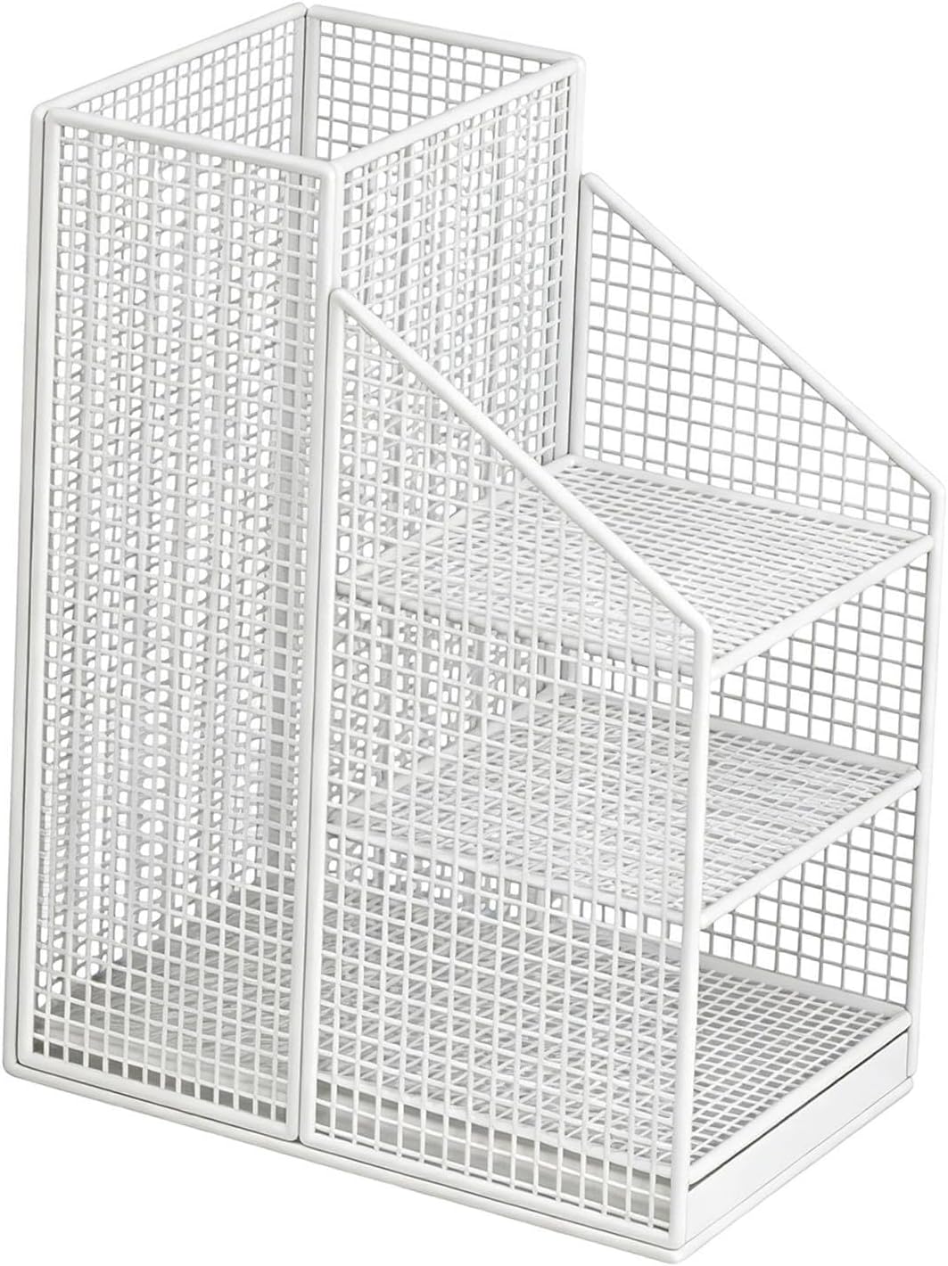 Umbrella Stand Cane Organizer - Iron Storage Bucket with Water Tray, Space Saving Entryway Holder (12.6x7.9x18.5 in)