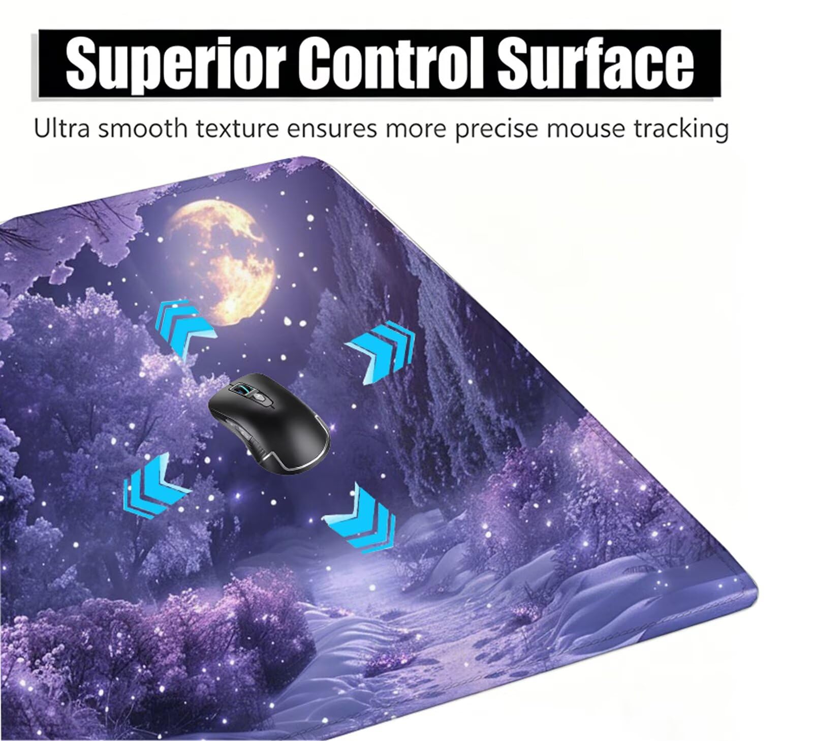 Sueño Alfombrilla Ratón XXL 150x80 cm Mouse Pad Grande Gaming Púrpura Alfombrilla Escritorio Antideslizante, Protector de Mesa para Ordenador y Teclado, Alfombrilla Gamer con Bordes Cosidos W6-447