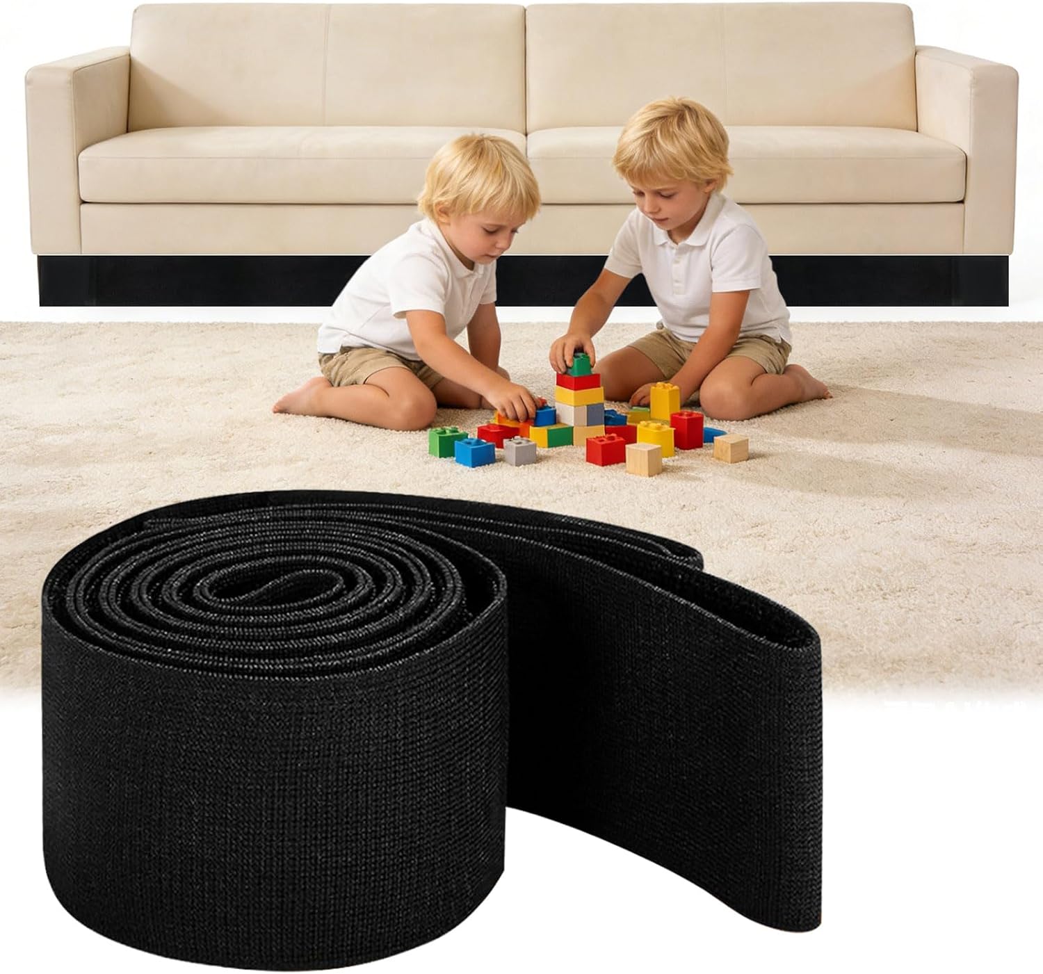 2 Pack Under Couch Blocker for Kid and Pet Toys, 3" x 132", Toy Gap Guard, Adjustable Toy Blocker for Sofa Bed Furniture, No Tools Easy Install, Stops Toys from Going Under Furniture