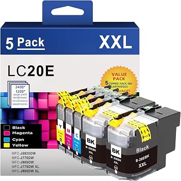 LC20EXXL Ink Cartridges Super High Yield 2400 Pages Replacement for Brother
