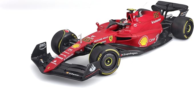 Bburago -BBURAGO-1/18 FERRARI-2022 Fórmula 1-con Casco #Sainz-Nouveaute FA 2022-Coche Miniatura para niño-reproducción a Escalera, 16811S