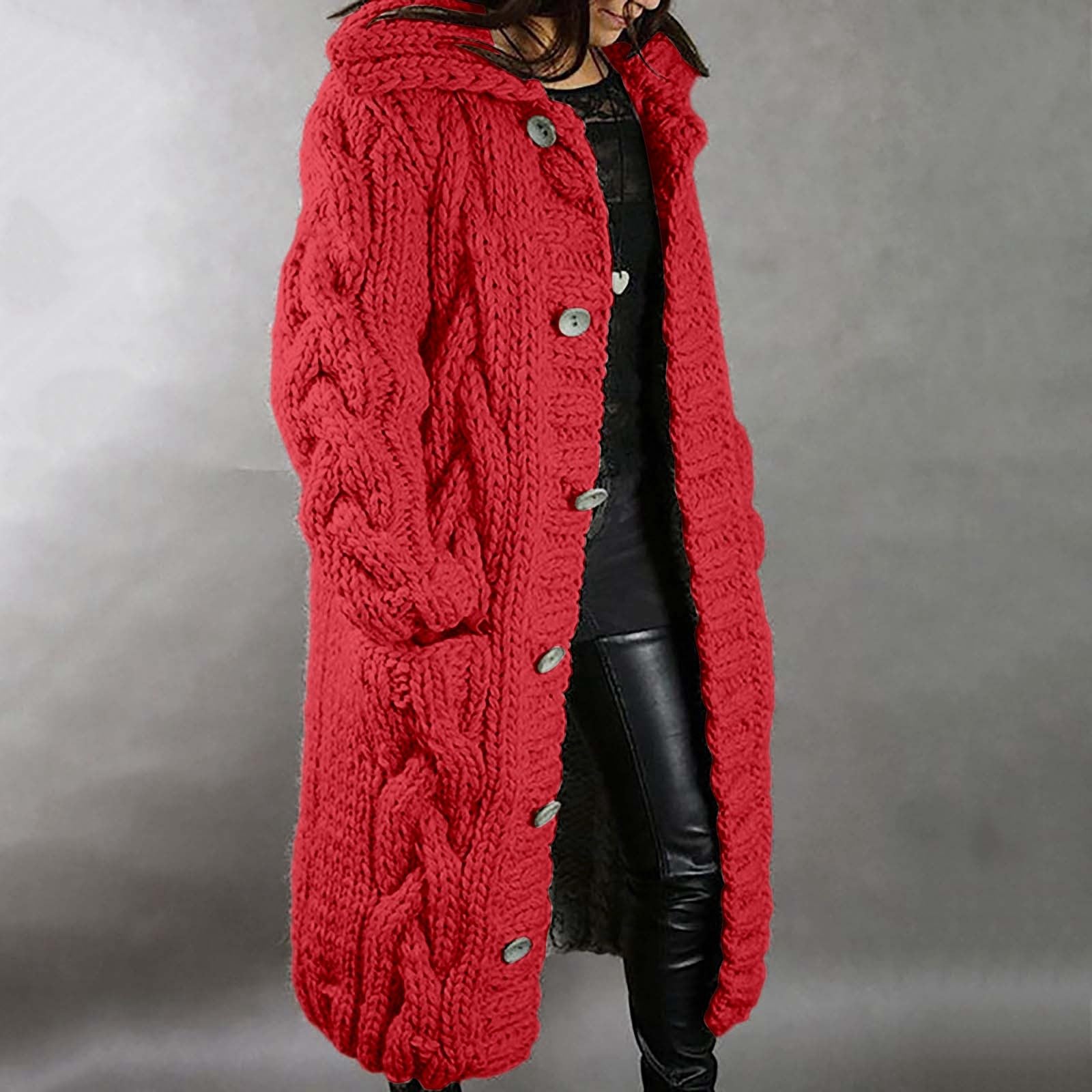 Cardigan Lungo Casual da Donna con Bottoni, Leggero, Lavorato a Maglia, Aperto sul Davanti