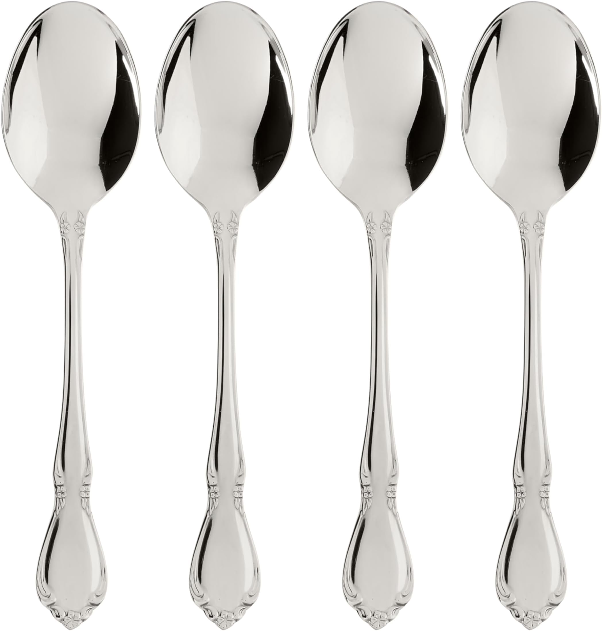 Silverware, Chateau Fine Flatware Dinner Spoons, Service For 4, Dishwasher Safe, 18/10 Stainless Steel, Rust Resistant, Home and Kitchen Utensils, Dinner Spoon (Silver, 4 Piece)