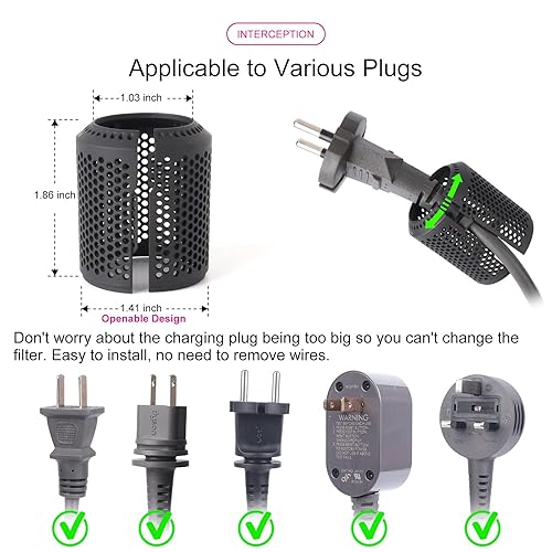 Miniatura 16 de Filtro interior de secador de pelo + jaula de filtro exterior de repuesto para modelos Dyson HD01 HD03 HD08, color negro Negro -,Gris,Gris