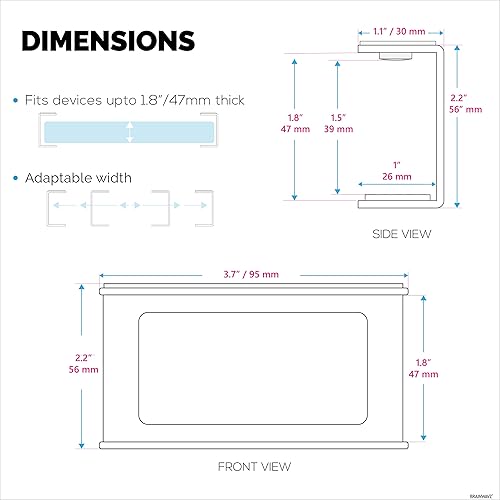 Miniatura 7 de BRAINWAVZ Soporte transparente para portátil debajo del escritorio con adhesivo y tornillo, dispositivos de hasta 1.8 pulgadas de grosor para