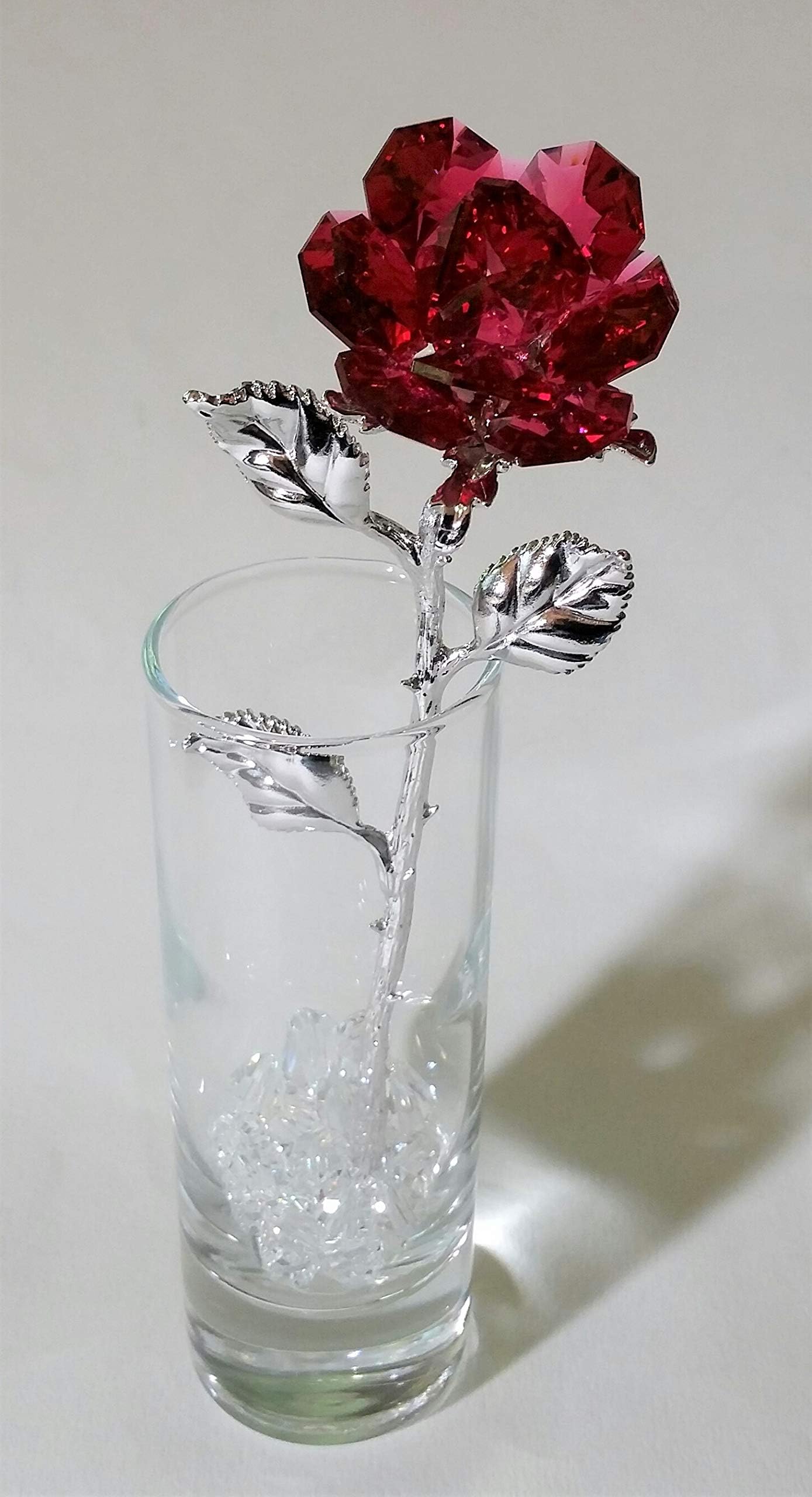 Red Crystal Rose Made Using Crystal in Vase