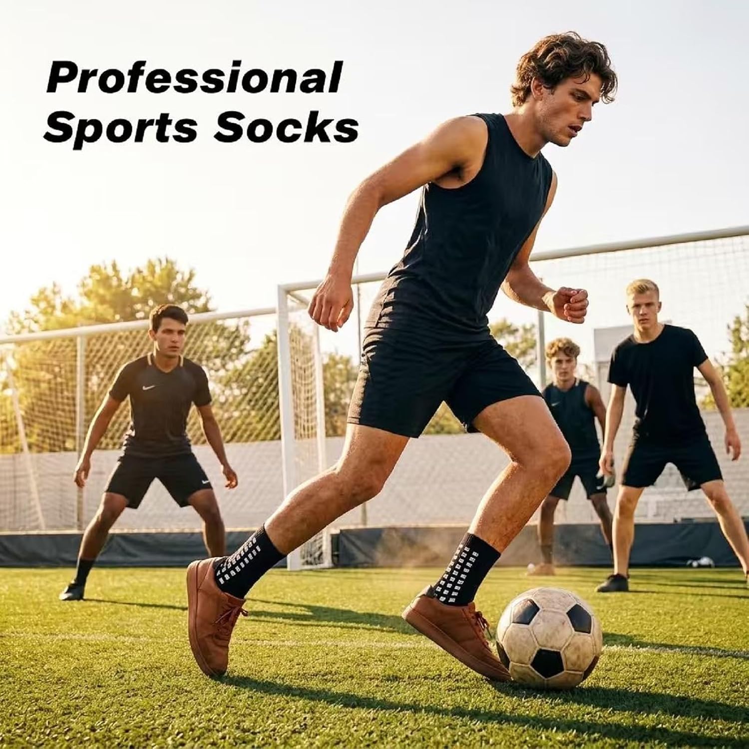 fjberrtsat Men's Socks Soccer Non Skid Ball Football Socks Anti-Slip Athletic Non Slip Pads for Basketball Sports Sock