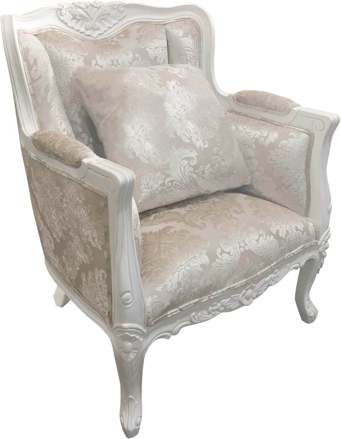 Homesdirect365 White Antique French Style Chair Hand Made Patterned