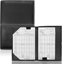 FINGER TEN Golf Scorecard Holder Leather Yardage Books Cover Lucky Clover with 2 Free Pencil Value Pack Deluxe Pocket Score Card Covers Gift for Men Women Golfer