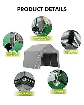 Amazon.com: GarveeLife 10 x 10 ft Carport Storage Shed
