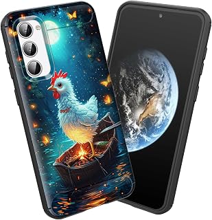 for Galaxy A17 5G Case,Soft TPU Slim Fashion Anti-Fingerprint Non-Slip Protective Phone Case Cover for Samsung Galaxy A17 5G,Chicken and Full Moon