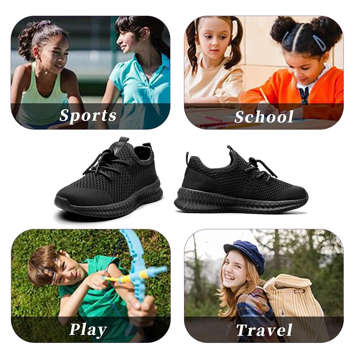 Baskets respirantes pour garçons et filles - Légères et antidérapantes - Chaussures de sport décontractées
