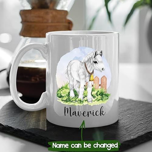 Miniatura 2 de Taza de cerámica personalizada de caballo, tazas para amantes de los animales, taza de café de caballo con nombre personalizado, taza de porcelana