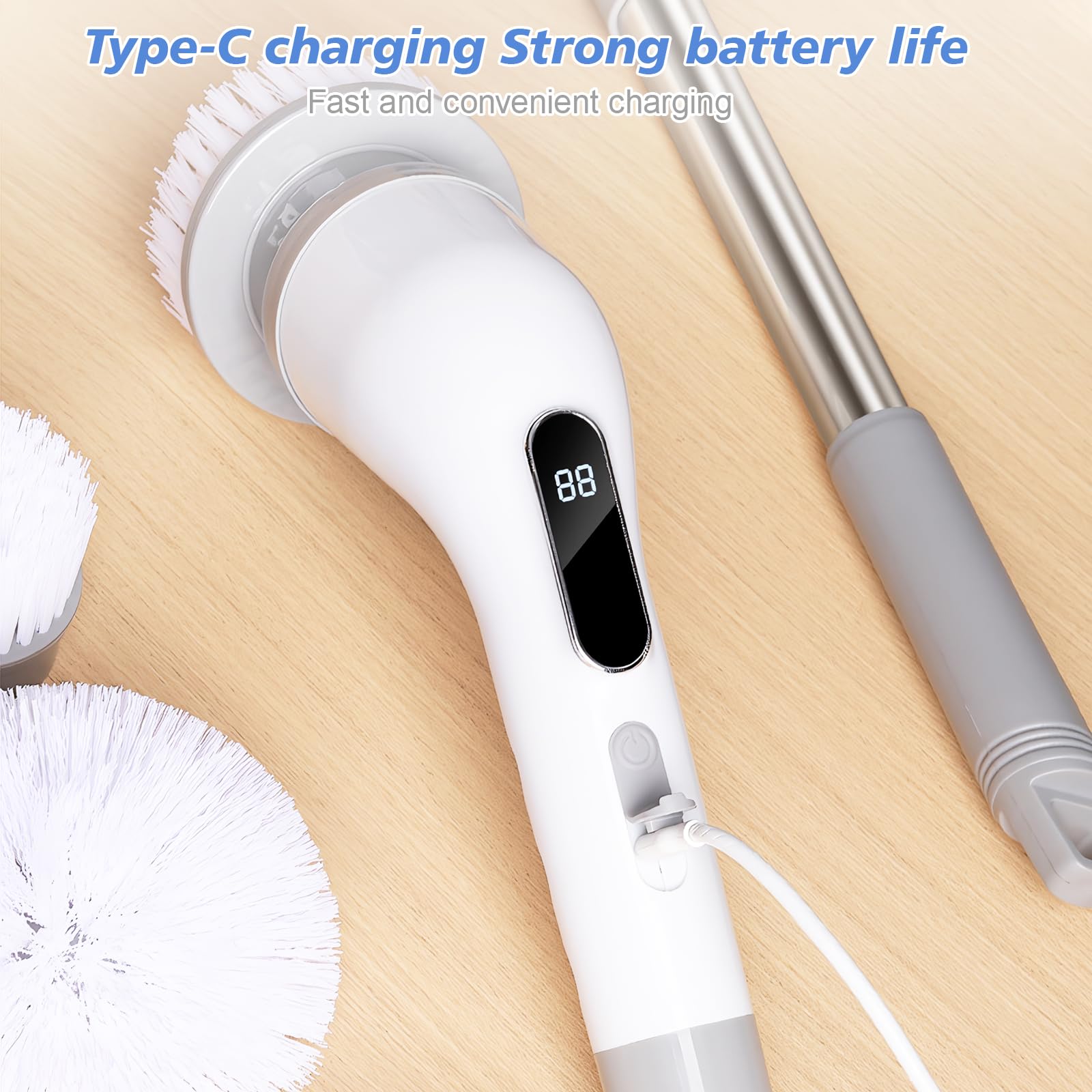 Cepillo Electrico Limpieza hogar, 9 en 1 Cepillo Limpieza Electrico, Gran Potencia con 3 Velocidades Ajustables, Electric Cleaning Brush para Baño, Suelo, Cocina, Coche, Azulejos