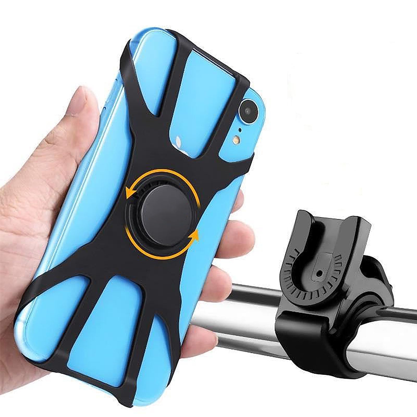 CVNRCLP Universal 360° Rotatable Detachable Bike Phone Holder, Adjustable Mount for 4" to 6.7" Smartphones