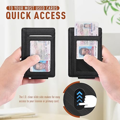Miniatura 6 de Zitahli Cartera de bolsillo frontal para hombre billetera delgada con clip de dinero con cierre magnético fuerte bloqueo RFID 0-cruz negro