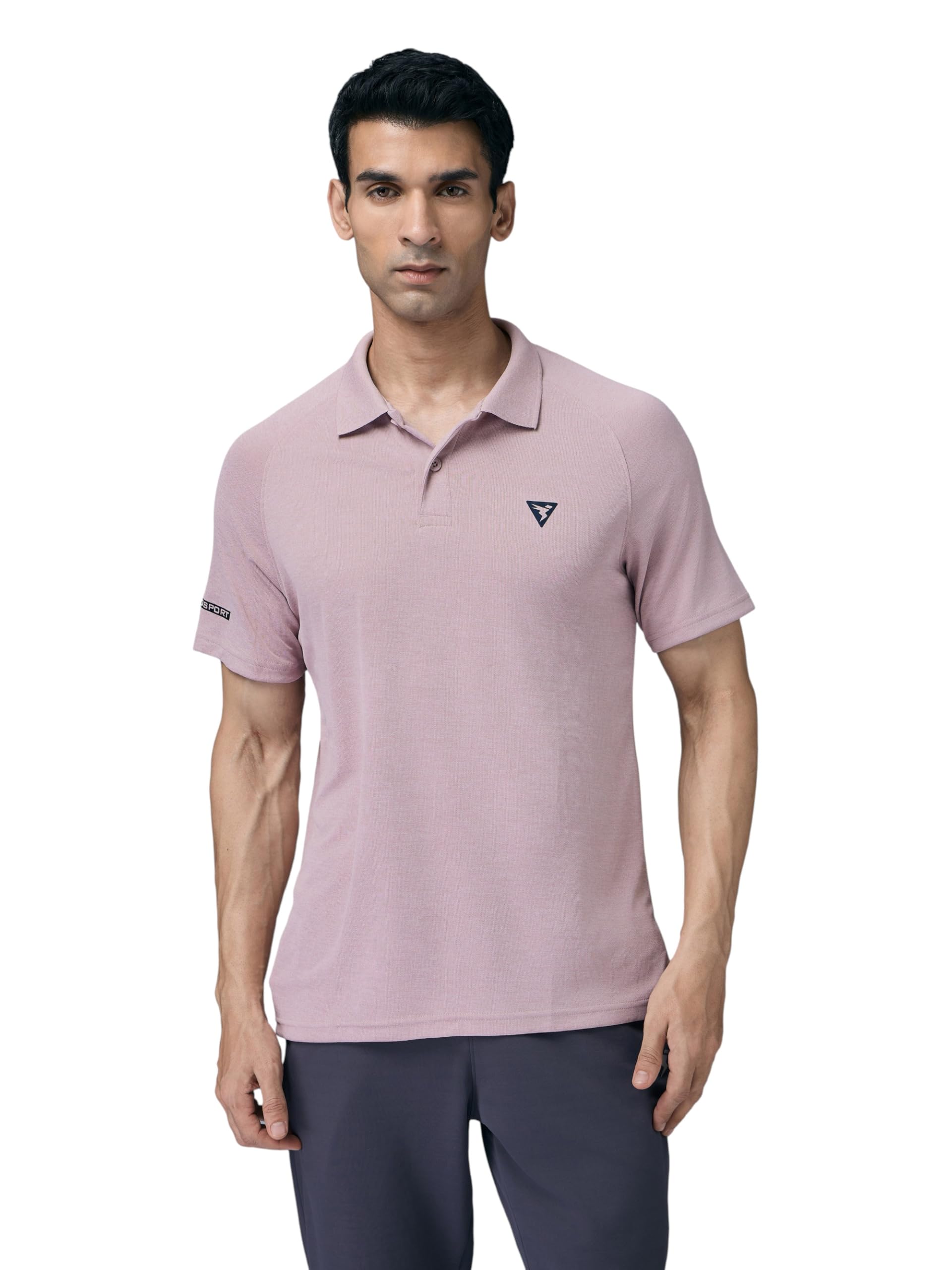 Men's DOUBLECOOL Melange Slim Fit Polo T-Shirt Quick Dry Performance Sports Polo with UPF 50+, Anti-Odour, Anti-Microbial & 2-Way Stretch Golf, Gym, Training & Casual Wear-image-31