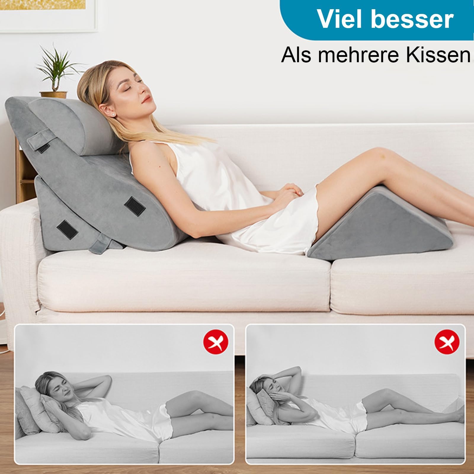 Set di 4 cuscini ortopedici per letto con sacchetti di stoccaggio e compressione, per alleviare dolori al collo, alla schiena e alle gambe dopo interventi chirurgici, contro russare e