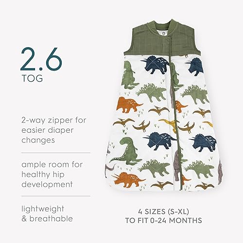 Miniatura 4 de Little Unicorn Saco de dormir acolchado de muselina de algodón  100% algodón  súper suave y ligero  bebé  talla M 6-12 meses  lavable a máquina  2.6