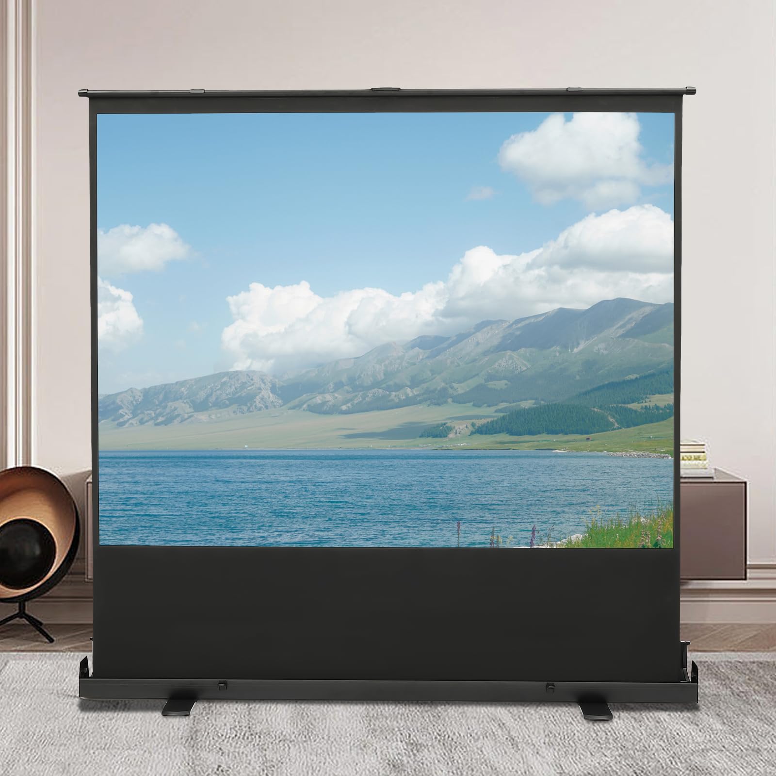 Hochziehbare Leinwand Bodenstehend, Beamer Leinwand 80" 4:3, Projektor Leinwand, Projection Screen für Heimkino Schulen, Projektionsleinwand, Built to Last