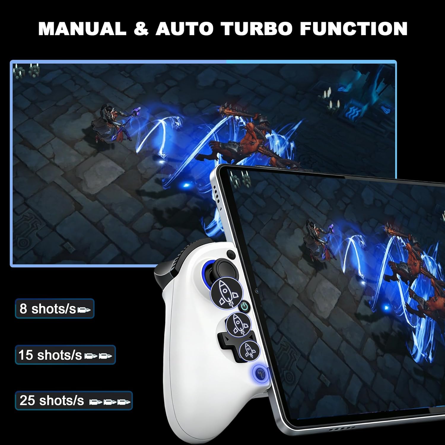 Megadream Mobile Gaming Controller for iPhone/Android/PC - iPad/Tablet (Up to 11in) - Cloud Game - NS-Switch|Swith 2 - Turn Your Phone into a Gaming Console - PS5/Xbox Remote Play Streaming, Call of Duty, Roblox, Turbo, White