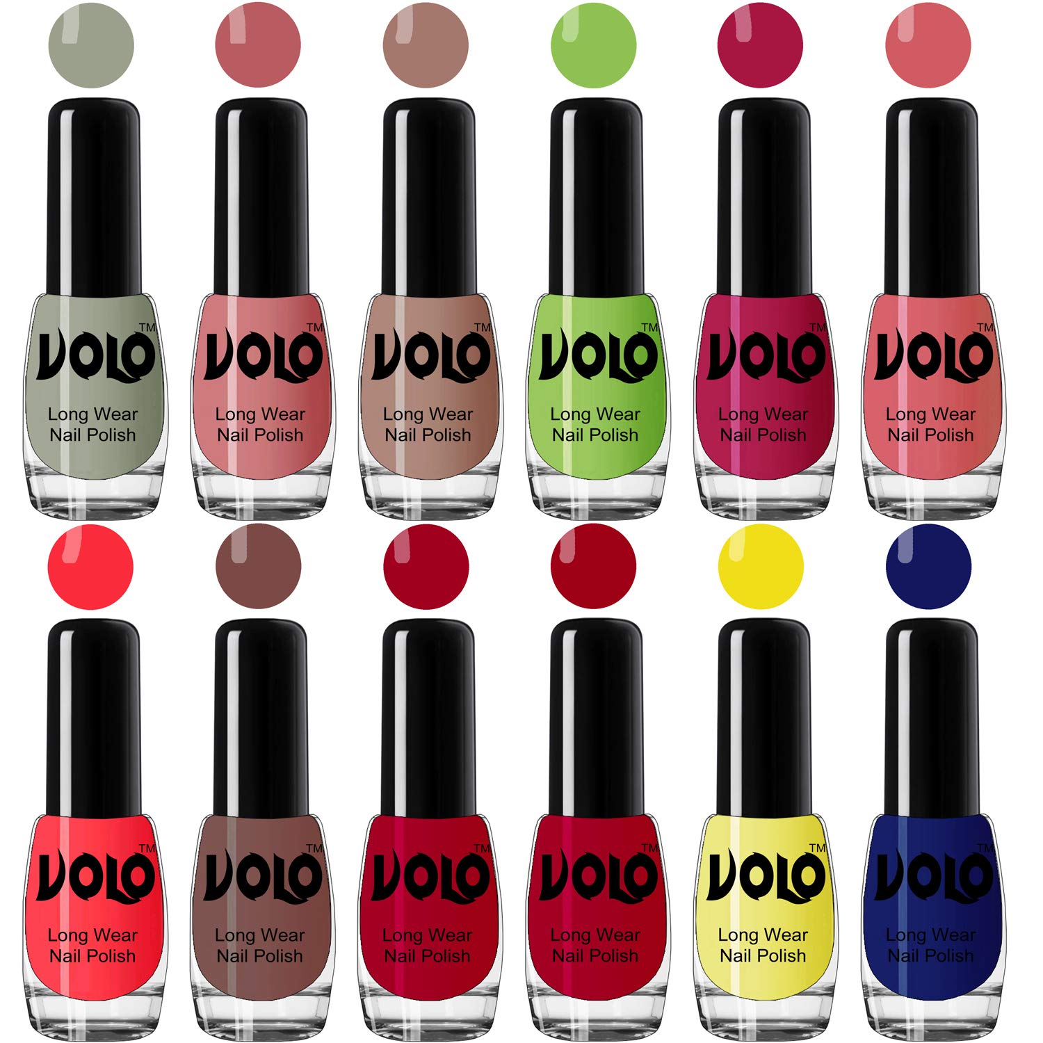 Volo Boss of Gloss Nail Polishes Set of 12 Pcs Infinite Collection(Nude, Pink, Nude, Green, Magenta, Peach, Red, Nude, Red, Red, Yellow, Blue) 60 ML-image-11