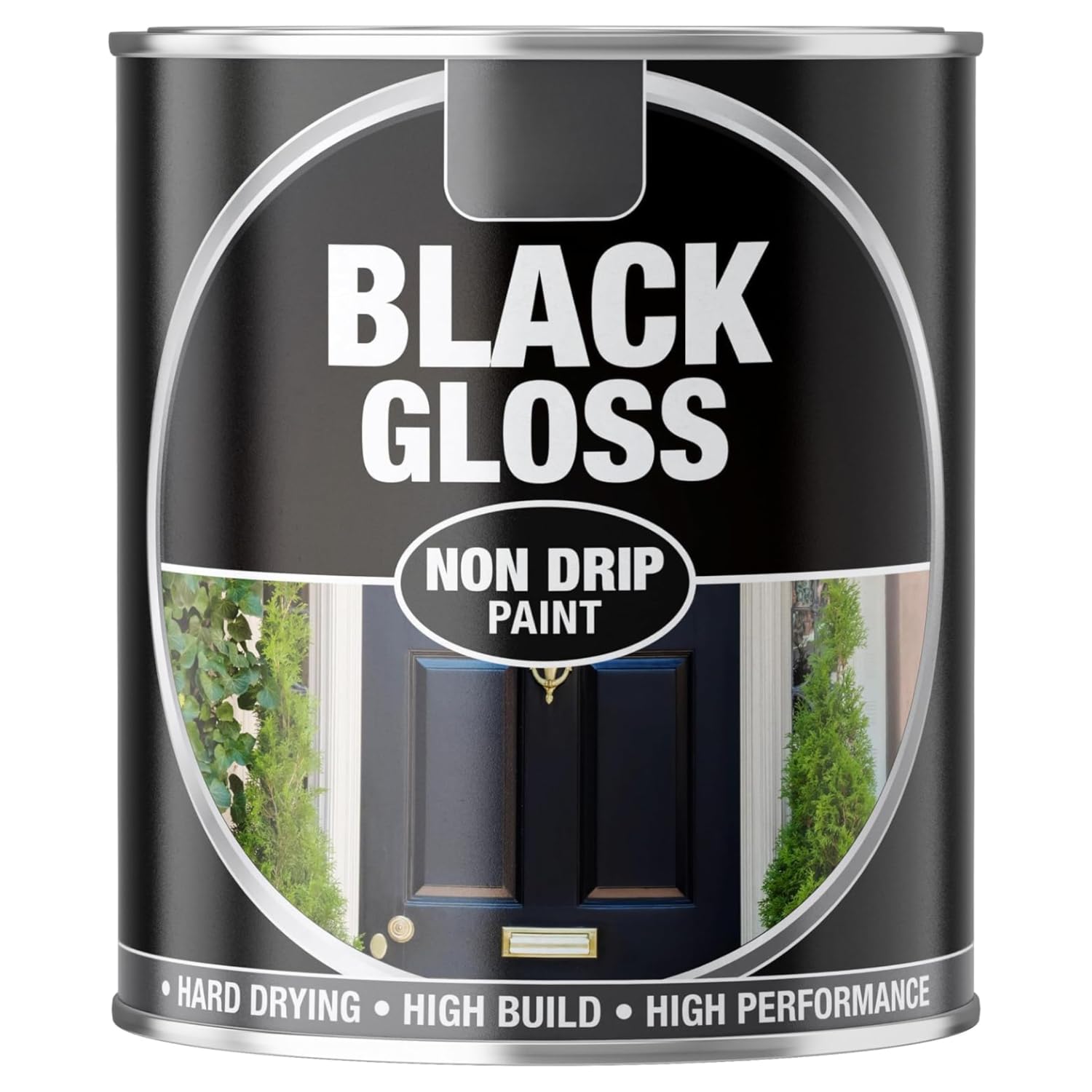 Inspired Essentials 300ml Non Drip Paint Tin Exterior Interior Hard Drying Performance Multi-Purpose Tin for Metal, Wood, Plastic, Walls with Perfect Finish (4, 151 - Black Gloss)
