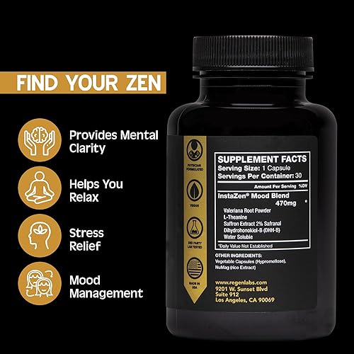 Miniatura 2 de Regen Labs Suplemento para aliviar el estrés InstaZen - Potente suplemento de apoyo al estado de ánimo - Suplemento calmante