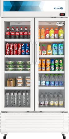 KoolMore 39 in. Commercial 2-Glass Door Merchandiser Refrigerator, 21.9 cu. ft. in White, ETL Listed KM-MDR-2GD-39