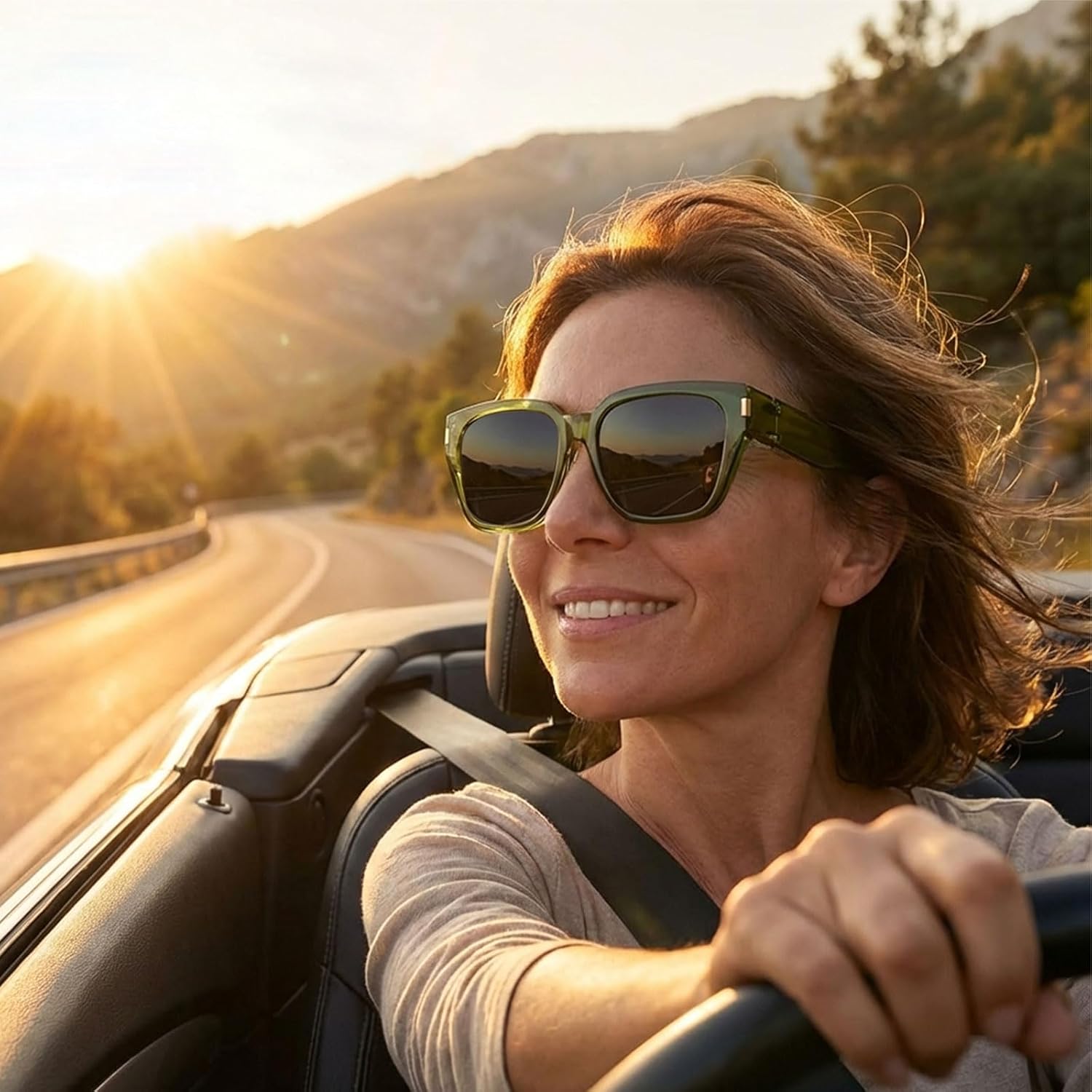 HAOLOTA Polarized Fit Over Glasses Sunglasses for Women Men Trendy Square Wrap Around Shades UV Protection - Image 2