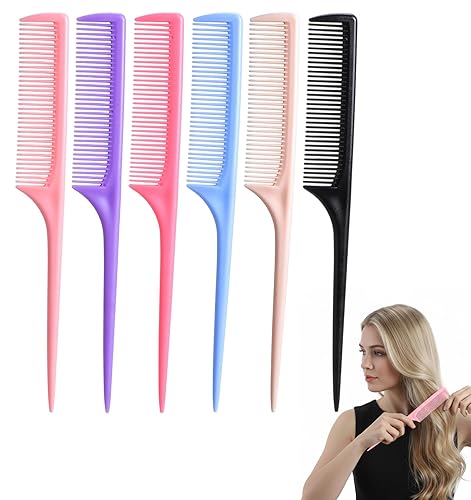 6 peines para separar el cabello, peine de dientes de rata, peines de seccionamiento para mujeres, peinado, desenredar la espalda, peinado,