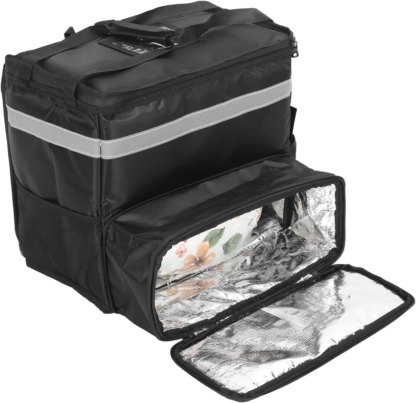 Restokki Pizza Delivery Backpack, Insulated Expandable Hot Bag for Bike Camping Beach Black
